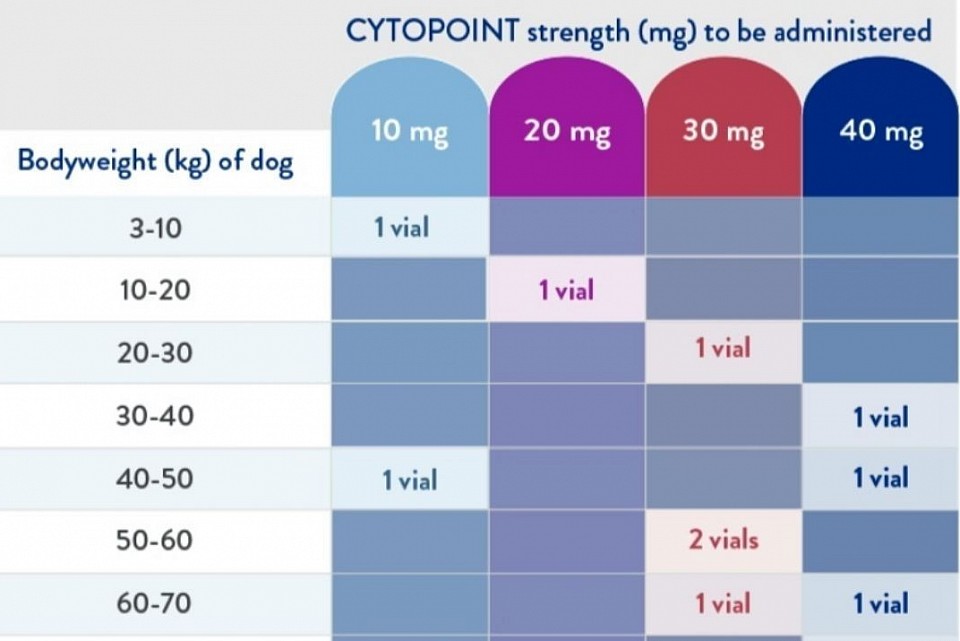 CYTOPOINT, Concentración en (mg) a administrar